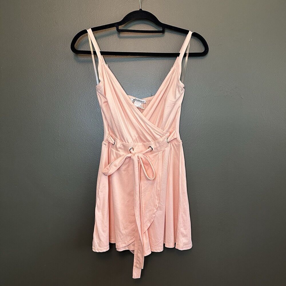 NWT Stilletos Faux Wrap Romper‎ Pale Blush Pink S Small